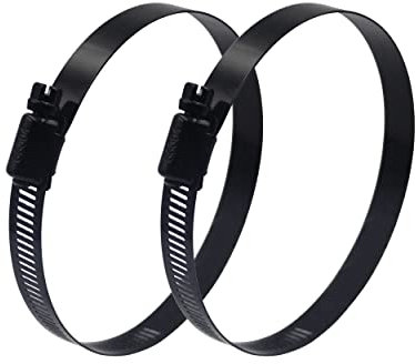 BESTYCHAO 2pcs 8 Inch Black Hose Clamp Stainless Steel Worm Gear Hose Clamp Adjustable 194-216mm Duct Clamps for Pipe, Plumbing and Tube (Black)