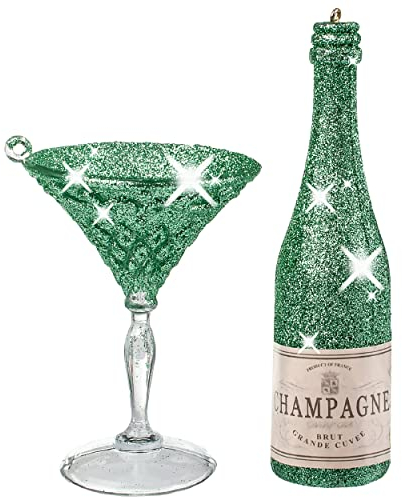 alles-meine.de GmbH Deko Figur Verschiedene Modelle wählbar 2 Stück Deko Figur/Anhänger Sekt & Cocktailglas 14 cm - Innen & Außen - bruchfest - Kunststoff - wetterfes..