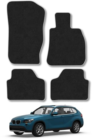 BMW X1 (2009-2015) Carpet Car Mats | Grey Edge Trim Tailored Fit Floor Mats Full Coverage Protection Accessories Easy Clean Anti Slip Made in the UK