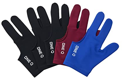 ONSEAMIRO ONEQ 3 Finger Billard Handschuhe Snooker Queue Professional 3 Farben (Spandex) 5 Stück/Set