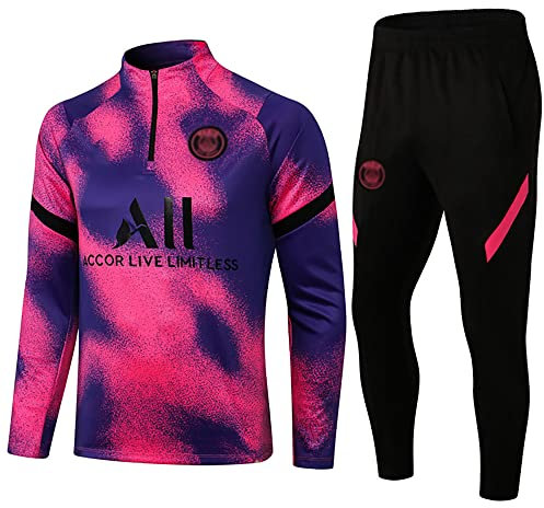 WDDWYHLL Paris Fußball Trainingsanzug, Fußballclub Herren Langarm-Sportbekleidung Atmungsaktives Sporttraining Fitness Laufanzug Trainingsanzug Jogginganzug Anzug Jungen,Lila,M
