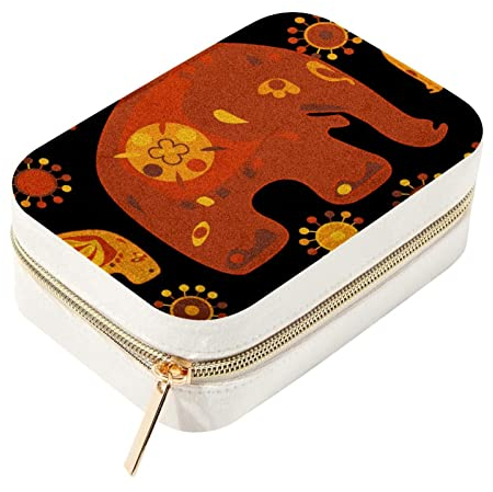 DJROW Halskette Schmuck Organisieren Aufbewahrungsbox Box Tablett Asiatisch Muster Mit Elefanten Stapelbares Tablett für Armbänder, Ohrringe und Fußkettchen