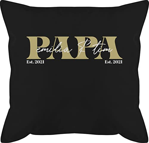 Kissen 50x50 - zum Vatertag - Papa Geschenk mit Namen Kinder Datum Geburtsjahr I Weihnachten I Geburtstag - 50 x 50 cm - Schwarz - für papakissen Vatertagsgeschenk Son zierkissen f r von Kindern