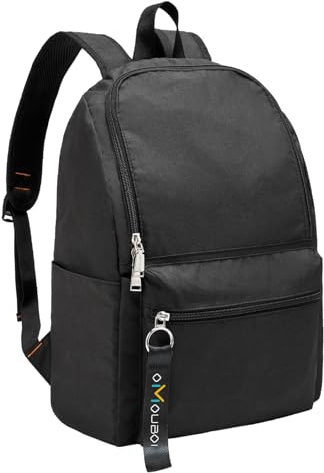 OMOUBOI Kleiner lässiger Tagesrucksack, (14 Zoll), Laptop-Rucksack für Teenager, Männer, Frauen, leichte Schultaschen, College, Büchertasche, wasserabweisend, Reiserucksack, Arbeitstasche(Schwarz)