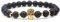 Epinki Bracelet Perle pour Homme Femme 8MM, Crâne Or Noir Élastique Zirconium Alliage Bijoux Bracelet 19 CM