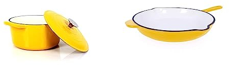 Echtwerk Schmortopf aus Gusseisen mit Emaille-Beschichtung, Bratpfanne aus Gusseisen mit Emaille-Beschichtung, gelb
