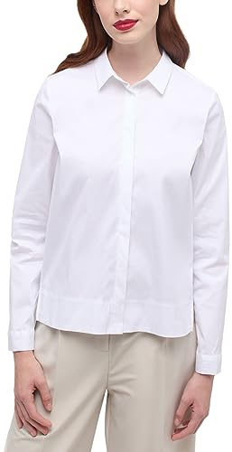 ETERNA Loose Bluse Langarm Hemdkragen Popeline weiß