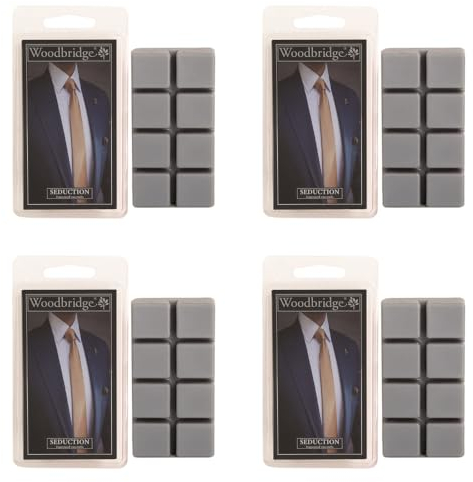 Woodbridge Duftwachs Set Seduction (4X) | Parfüm Duft | Bis zu 8h Duftdauer je Melt | Für Duftlampen & Wachswärmer | Hochwertiges Paraffinwachs | Raumduft für Zuhause & Büro
