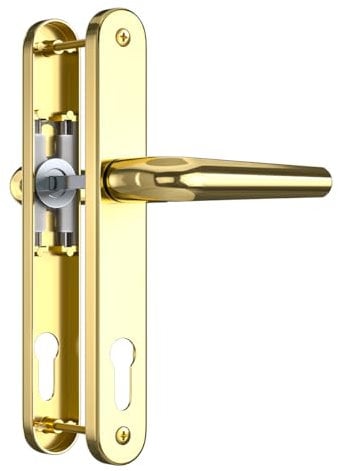 Bwintech Lot de poignées de porte en PVC doré en acier inoxydable 304, distance entre les trous de vis 210 mm, longueur de la plaque 245 mm, convient pour porte extérieure, porte de terrasse, porte