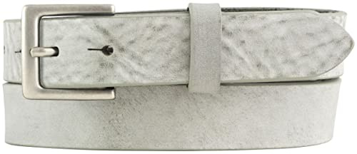 BELTINGER Herren-Gürtel aus weichem Vollrindleder Vintage-Look 3 cm | Leder-Gürtel für Herren 30mm | Schmaler Gürtel Used-Look | Hellgrau 105cm