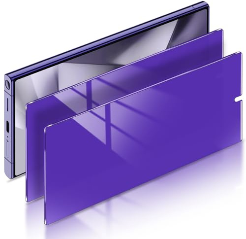 LYWHL 2 Pack for Samsung Galaxy S24 Ultra Privacy Screen Protector [Support Fingerprint Unlock], Purple Gradient Anti Blue Light Anti Spy HD Screen Protector PET Material Film Easy Installation