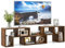 GYMAX Mobile TV a 3 Pezzi, per TV Fino a 65’’, Liberamente Combinabile, per Soggiorno, Camera da Letto, 134 x 30 x 43 cm (MARRONE)