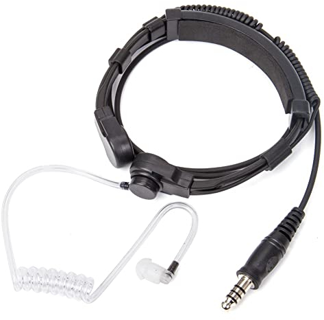 Oikabio Ohrhörer mit Vibrations-Mikrofon für Hals, robust, teleskopisch, -Stecker, für Walkie-Talkie Radio