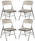 4er Set Klappstuhl Gepolstert, Beige-Grau Gestreifter Klappstühle Mit Metallgestell, Klappsessel aus Stoff, Campingstuhl Klappstuhl Balkon Garten Stühle Folding Chair für Gäste und Veranstaltungen