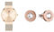 Tommy Hilfiger Montre Analogique à Quartz pour Femme avec Bracelet milanais en Acier Inoxydable Couleur Or Rose Clair + Jewelry Clous d'oreilles pour Femme en Acier inoxidable avec Cristaux - 2700752