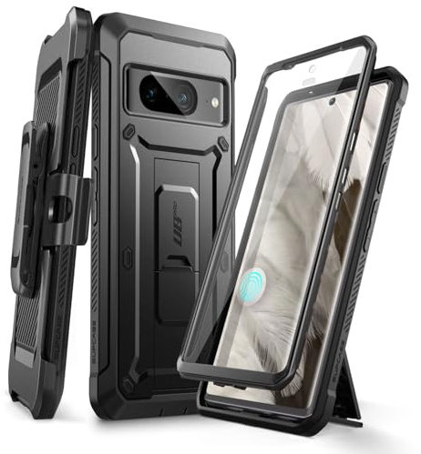 SUPCASE Schutzhülle für Google Pixel 8A mit Ständer und Gürtelclip (Unicorn Beetle Pro), [integrierter Displayschutz] [Militärschutz], robuste, robuste Schutzhülle mit Ständer für Pixel 8A, Schwarz