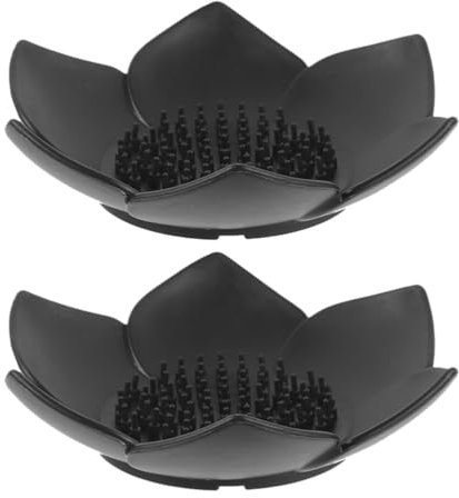 2pcs Lotus Shower Steamer Tray, Silicone Soap Dish Lotus Flower Shape Self Draining Bar Soap Holder Sponge Tray for Kitchen Bathroom Shower Counter