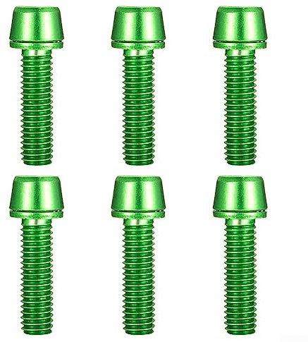 Premium Stainless Steel M5 18mm Bike Stem Bolts Set of 6, Anti Loosening Design, Vibrant Colors (Green)