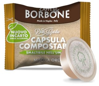 Caffè Borbone Don Carlo Capsule Compostable, Mélange Or - 50 Capsules - Compatibles avec les Machines à café à usage domestique Lavazza®* A Modo Mio®*