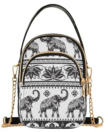 OWFKAY Crossbody-Taschen Kleine Schultertasche Kette Tasche Brusttasche mit verstellbarem Riemen und Griff Papierschnitt Elefant, multi
