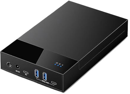 LINKEET External Hard Drive Enclosure for 3.5 2.5 Inch SATA SSD HDD, USB 3.0 to SATA Hard Drive Docking Station, 2A1C Multi-Port Hub with 12V/2A Power Adapter, Support Up to 20TB, UASP, Trim, Black