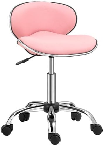 HOMCOM Sedia girevole regolabile per salone di bellezza, sgabello per spa, tecnico - rosa