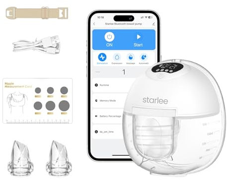 Starlee S39 Wearable Breast Pump, Electric Breast Pump for Comfort, Discreet & Portable with Hands Free Use, 4 Modes & 12 Suction Levels, BPA-Free, Quiet, USB-C Rechargeable, ISO 13485, UKCA Certified