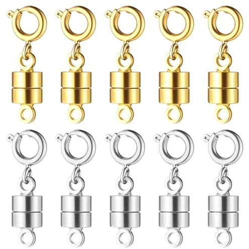 Mabor 10Pcs Magnetic Necklace Clasps Magnetic Necklace Fasteners Jewellery Bracelet Clasps and Closures Magnetic Jewelry Connector for Necklaces Jewelry Connect Accessories