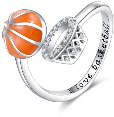 Basketball Ringe 925 Sterling Silber Basketball Schmuck Geschenke für Frauen Basketball Liebhaber