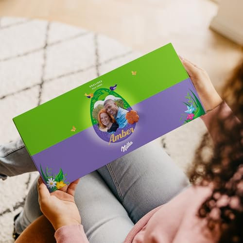 Milka Schokolade Personalisiert - Herzförmige Pralinen, Schokoladengeschenke mit Haselnuss-Nougat Cremefüllung mit Liebe gemacht von YourSurprise (220 Gramm - Milka Ostern)
