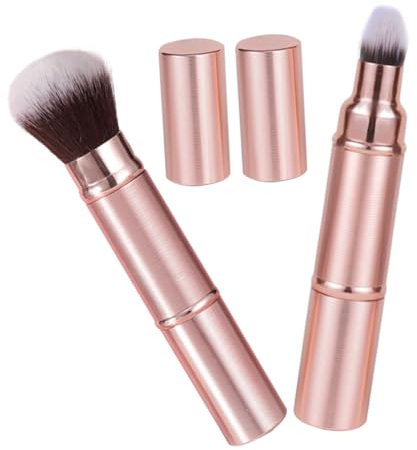 Beavorty 2 Pièces Pinceau De Maquillage Pinceau Blush Pour Les Joues Pinceaux De Maquillage Doubles Pinceau Bronzant Pinceau Poudre De Voyage Brosses à Paupières Plastique Rose Gold