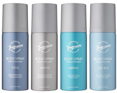 Designer Fragrances 4 Pack Mixed Bundle Men's Body Spray Deodorant Cans - For Instant Freshness on The Go - Long Lasting Smell - Great Male Gift Sets - 150ml