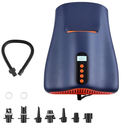 VEVOR Pompa per SUP ad Alta Pressione, Pompa ad Aria SUP a Doppio Stadio con Funzione di Spegnimento Automatico e Connettore per Auto a 12 V CC Ideale per Paddle Board Gonfiabili e Materassini