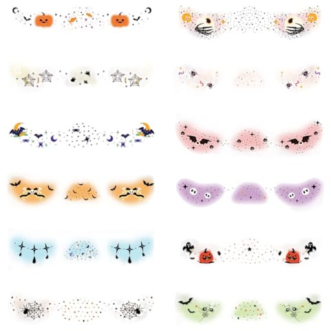 Pegatinas para Cara de Halloween,Juego De Pegatinas Corporales Calabaza Fantasma | Accesorios Cosplay Temporales Para Fiestas Unisex Suministros