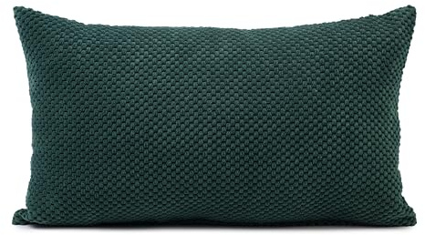 Gözze - Kissen Sven, Dekokissen in genoppter Optik, Weiches Sofakissen mit Füllung, 100% Polyester, 30 x 50 cm - Dunkelgrün
