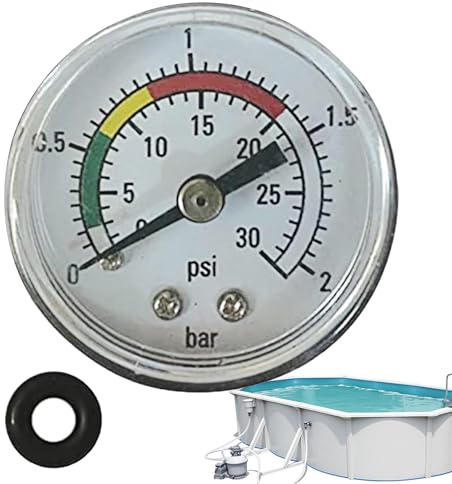 Mimoqk Manometer für Sandfilter | Hintere Montage für Poolpumpe, Tester aus Edelstahl, präzises Ersatzteil zur Erkennung von Leckagen und Wartung