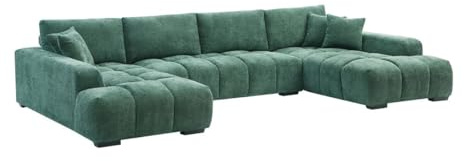 Vente-unique-Große Wohnlandschaft - Strukturstoff - Grün - BERENIA