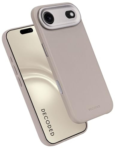 Decoded Lederhülle für iPhone 17 Air, Premium ECCO Leder, MagSafe Kompatibel, Vollständiger Kameraschutz, Metalltasten, Stoßfest, Kratzfest, Glas Kamera Taste, Beige
