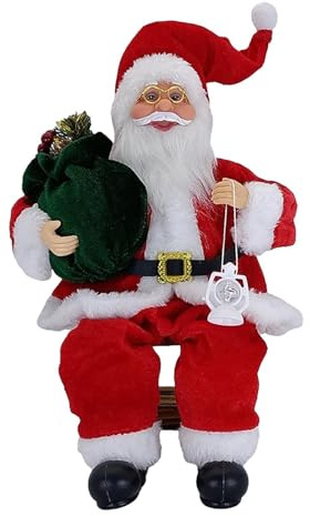 Weihnachtsfigur – Plüschstoff, ca. 10 x 6 cm, Weihnachtsmann sitzend am Weihnachtsmann | Figur für weichen Urlaub für Wohnzimmer, Büro, Schule, Ladenfenster, Hotel, Partys
