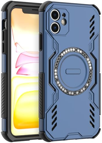 LVVFEI Case for iPhone 11 6.1 Inch Magnetic iPhone 11 Phone Case with Shockproof, Ventilation Hole Design Magnetic Ring Slim Protective Case Cover - Blue