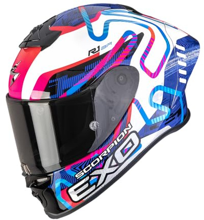 Scorpion EXO-R1 Evo II Air Cornering Integralhelm, weiß/pink/blau, XL (61/62)