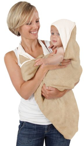 Cuddledry Hands Free Baby Bath Towel | Luxuriously Soft Bamboo & Cotton Hooded Baby Towel | Apron Towel for Safe Babies Bathtime | Perfect Newborn Gift | Oatmeal