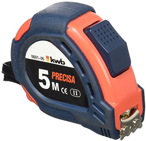 kwb PRECISA Band-Maß mit Maßband aus Stahl, 5 m, mit Hand-Schlaufe, inkl. Gürtel-Befestigung, mit Magnet-Haken, Maßband für Mess-Arbeiten im Holz-, Metall- und Trockenbau