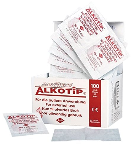 Alkotip 02815427 Alcohol Swabs, Large (Pack of 100)