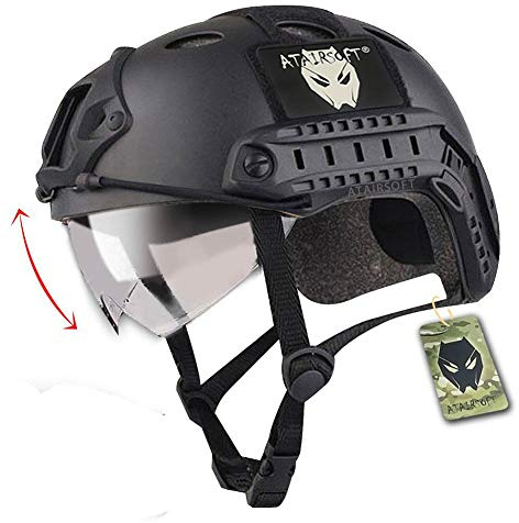 ATAIRSOFT Airsoft Helm Tactical SWAT Army Militärstil Helm PJ Typ Fast Combat mit Schutzbrille Airsoft Ausrüstung Maske für CQB Schießen Airsoft Paintball