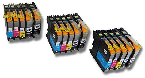 vhbw 15x Tintenpatronen kompatibel mit Brother MFC-J 4420 DW, 4425 DW, 4620 DW, 4625 DW, 5320 DW, 5600 DW, 5620 DW Drucker + Chip (Kompatibel)
