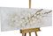 KunstLoft Leinwandbild | 100% HANDGEMALT | 150x50cm | Gemälde 'Zwischen verzweigten Äten' | Blüten | Weiß | Wandbild Wohnzimmer