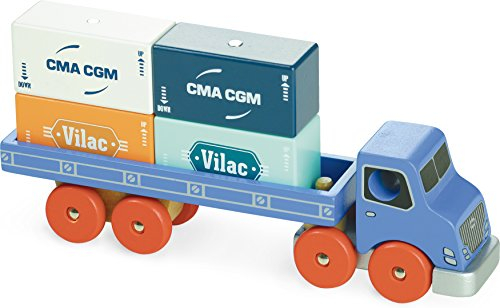 Vilac - Camion Porte conteneurs Vilacity - Jeu en Bois - A partir de 3 Ans - 2358