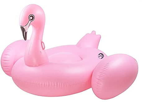 Beach Toy ® - Matelas Gonflable géant Flamant Rose, bouée 2-3 Personnes, Taille XXL: 190 x 190 x 130 cm