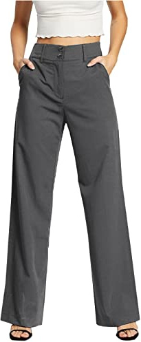 femiss Damenhose mit weitem Bein, maßgeschneidert, für Büro, Arbeit, elegant, formell, entspannte Passform